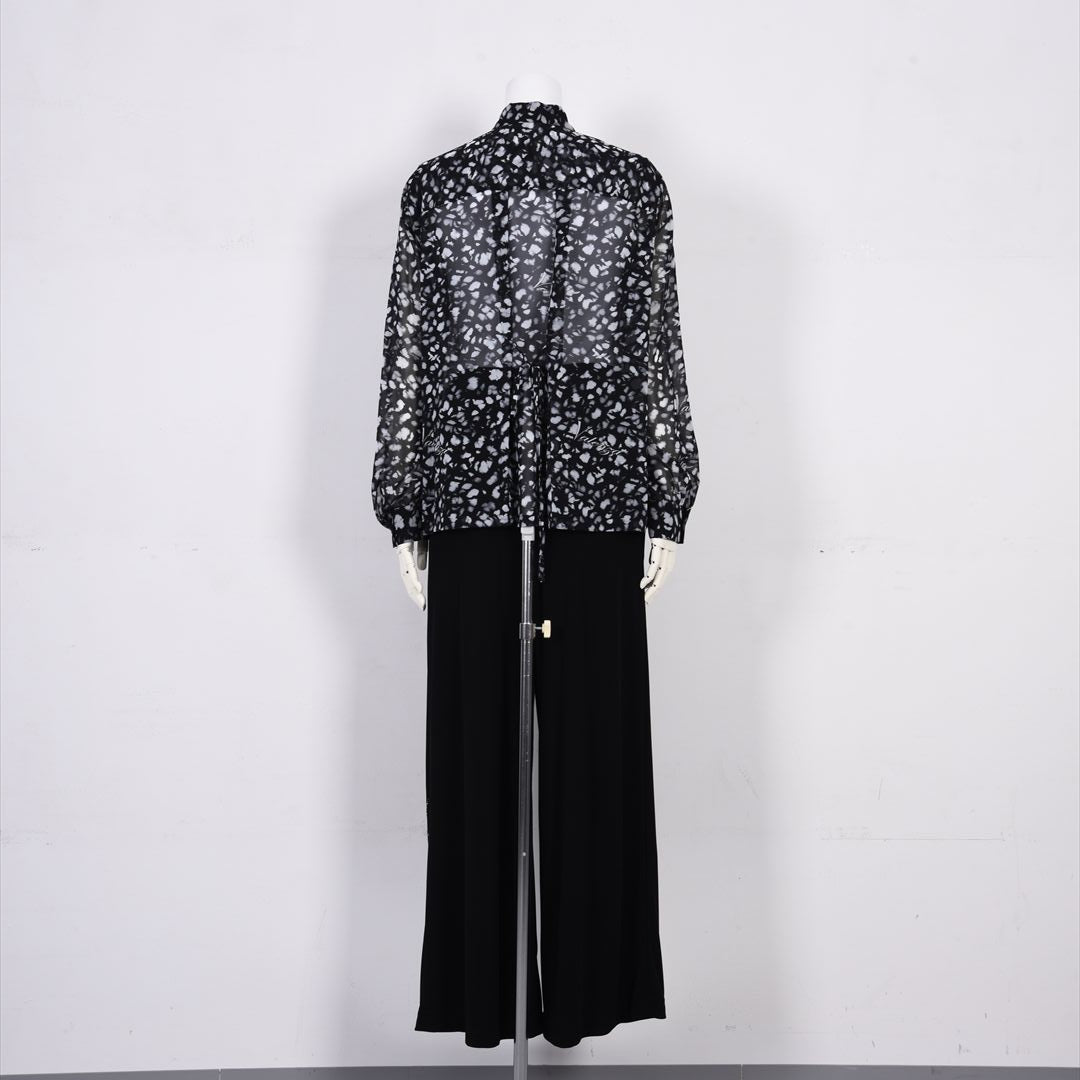 【Lサイズ】【透け感】【オリジナルプリント】レオパード柄　ブラウス　VALENZA　5551604