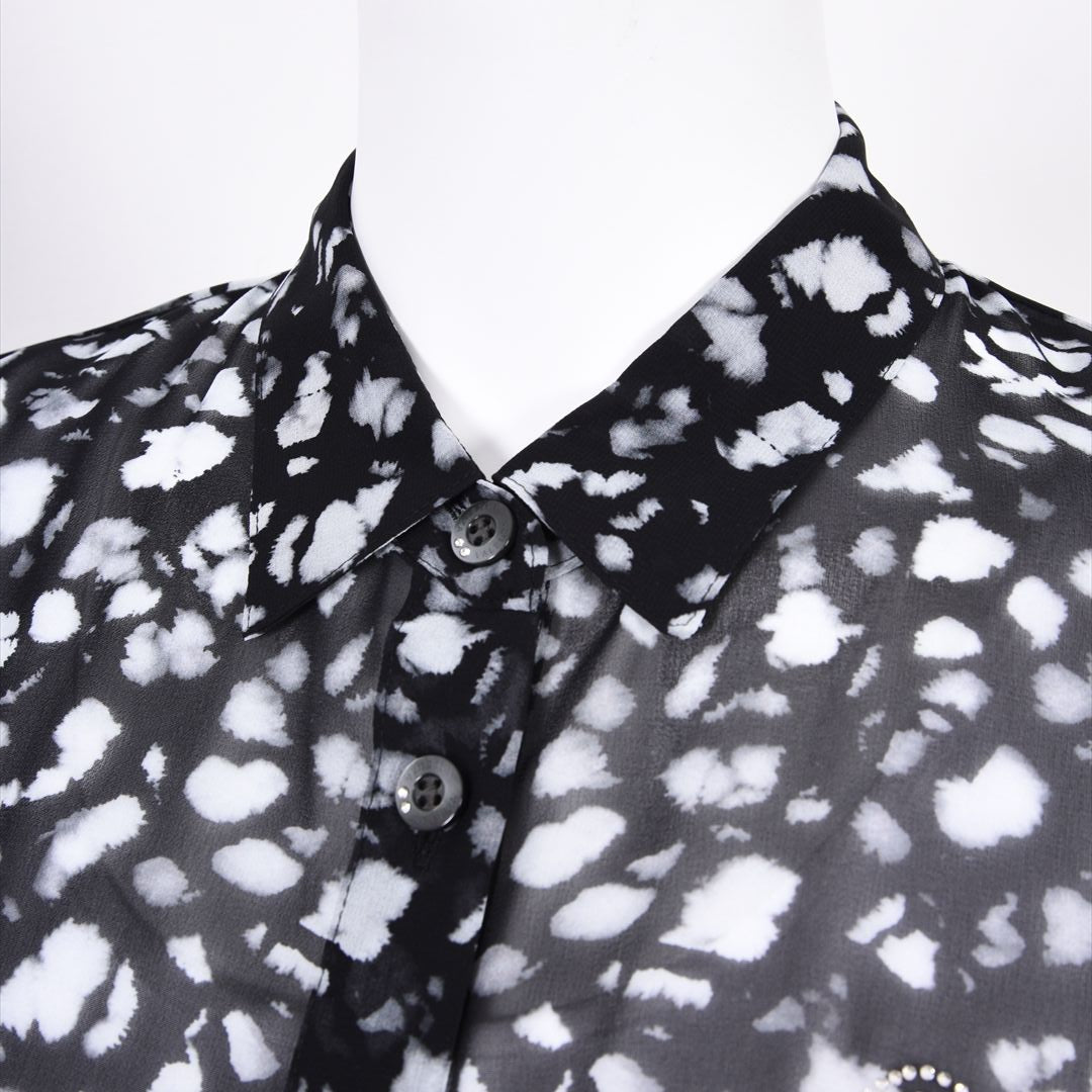 【透け感】【オリジナルプリント】レオパード柄　ブラウス　VALENZA　5151604