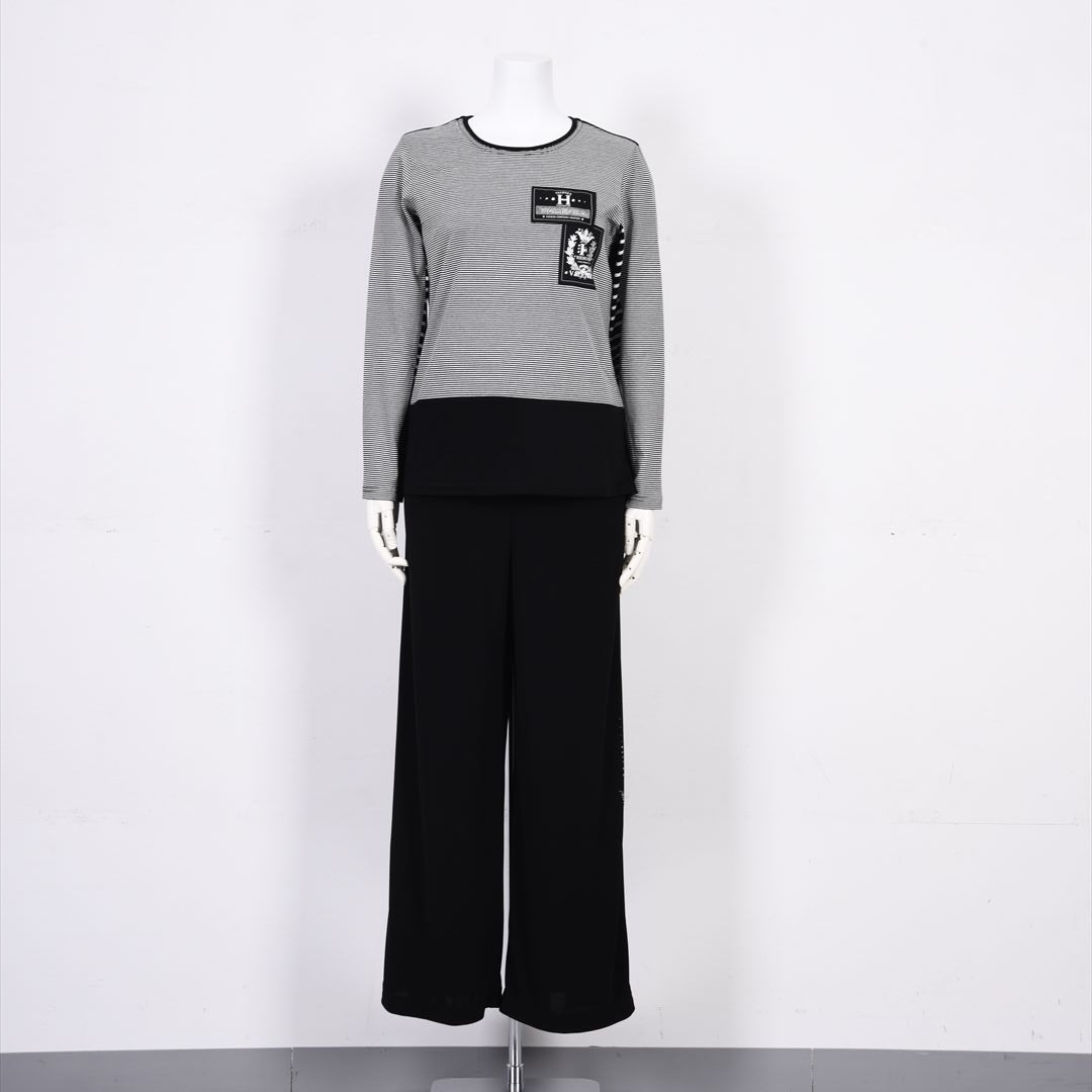 ボーダー切替　ワッペンモチーフ　カットソー　VALENZA home　5352302