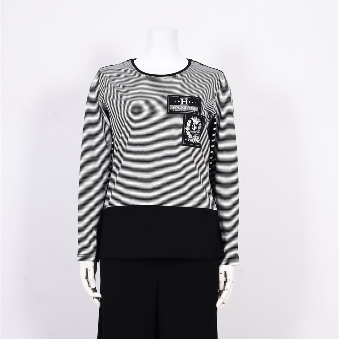 ボーダー切替　ワッペンモチーフ　カットソー　VALENZA home　5352302