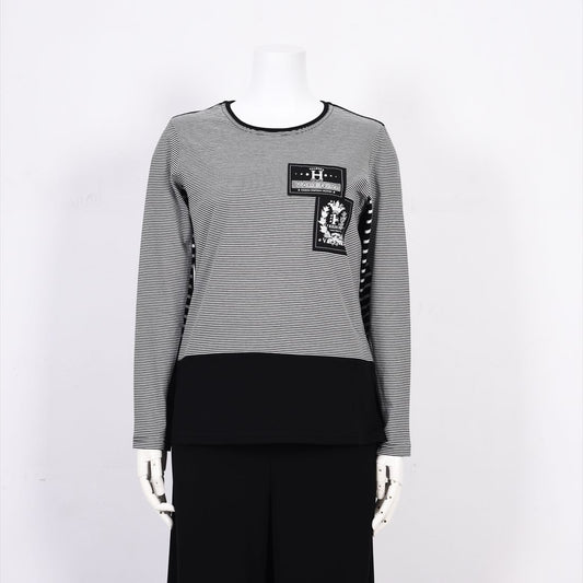 ボーダー切替　ワッペンモチーフ　カットソー　VALENZA home　5352302