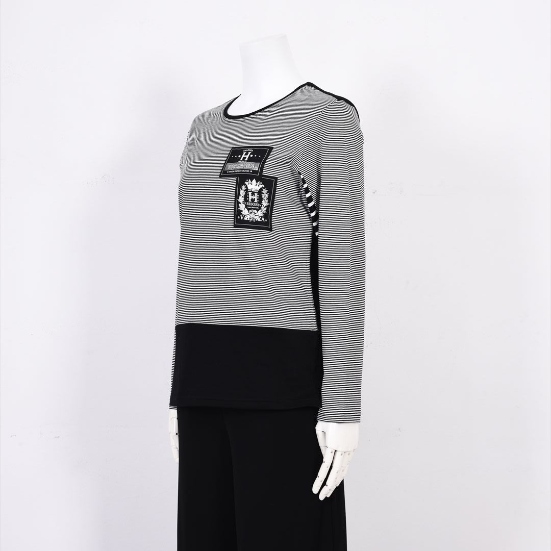 ボーダー切替　ワッペンモチーフ　カットソー　VALENZA home　5352302