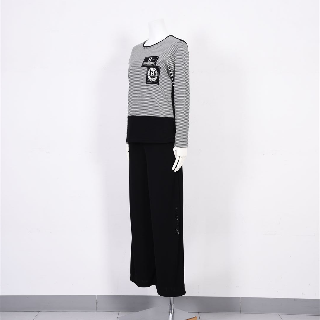 ボーダー切替　ワッペンモチーフ　カットソー　VALENZA home　5352302