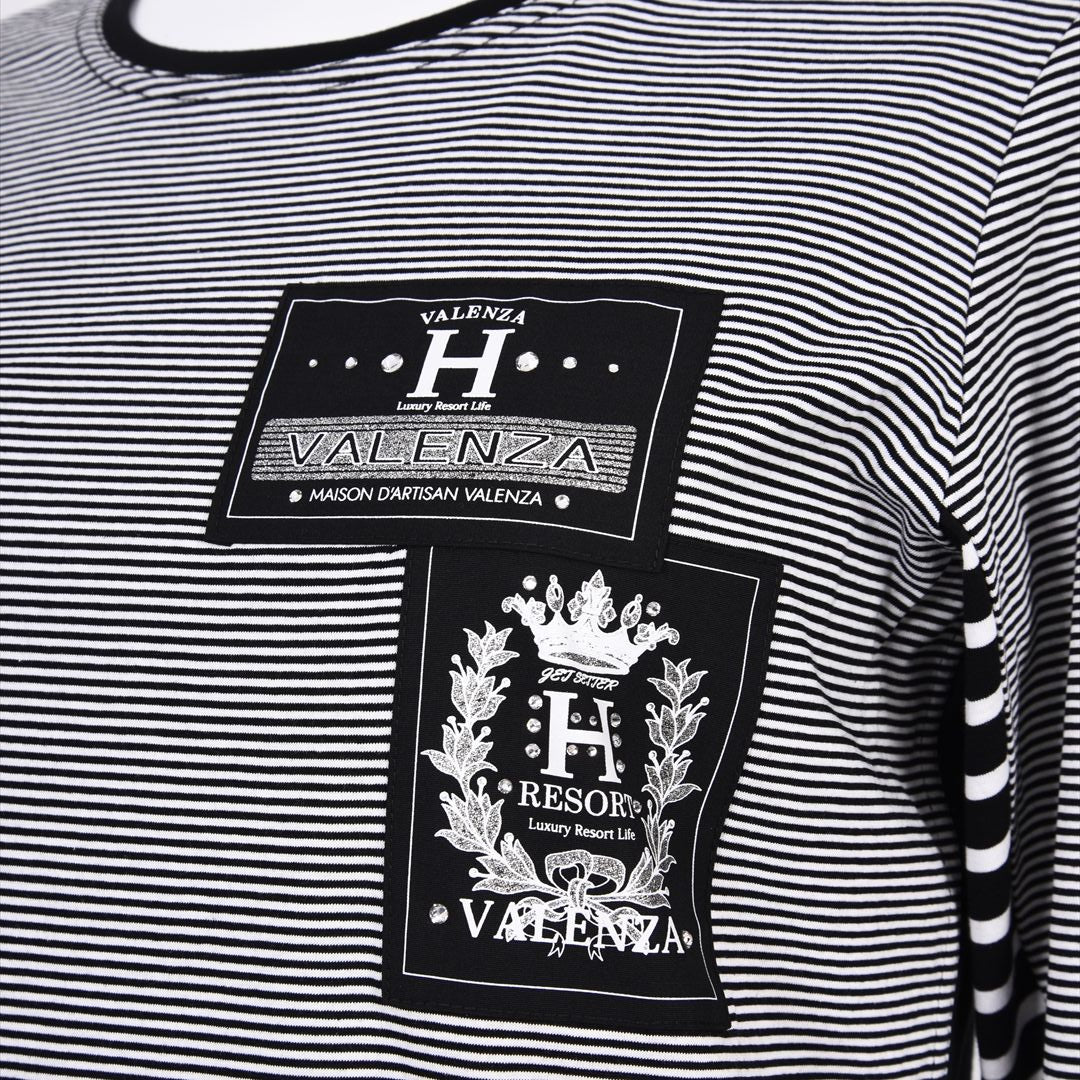 ボーダー切替　ワッペンモチーフ　カットソー　VALENZA home　5352302