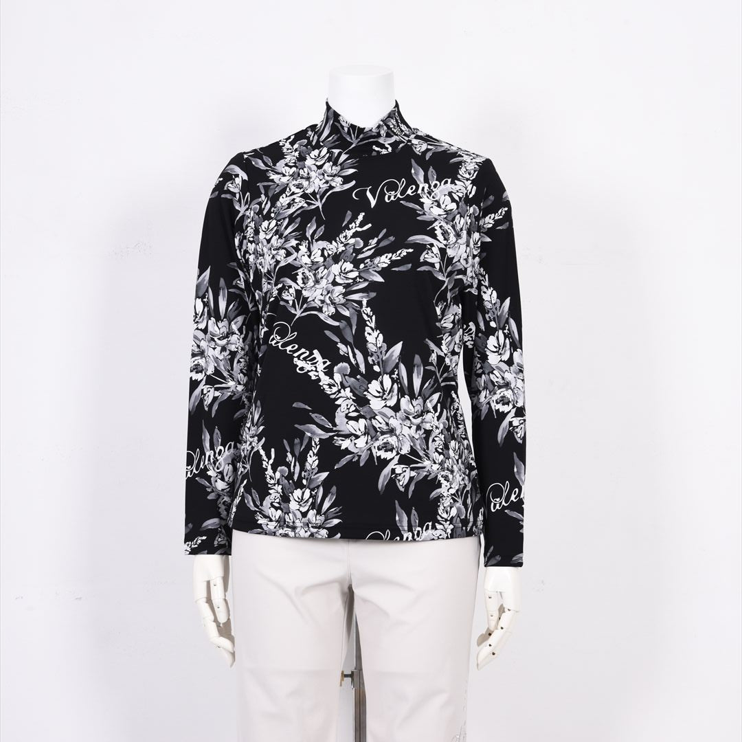 【インナー使いに活躍◎】フラワープリント　ハイネックカットソー　VALENZA　5152611