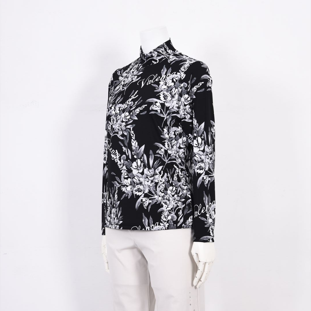 【Lサイズ】【インナー使いに活躍◎】フラワープリント　ハイネックカットソー　VALENZA　5552611