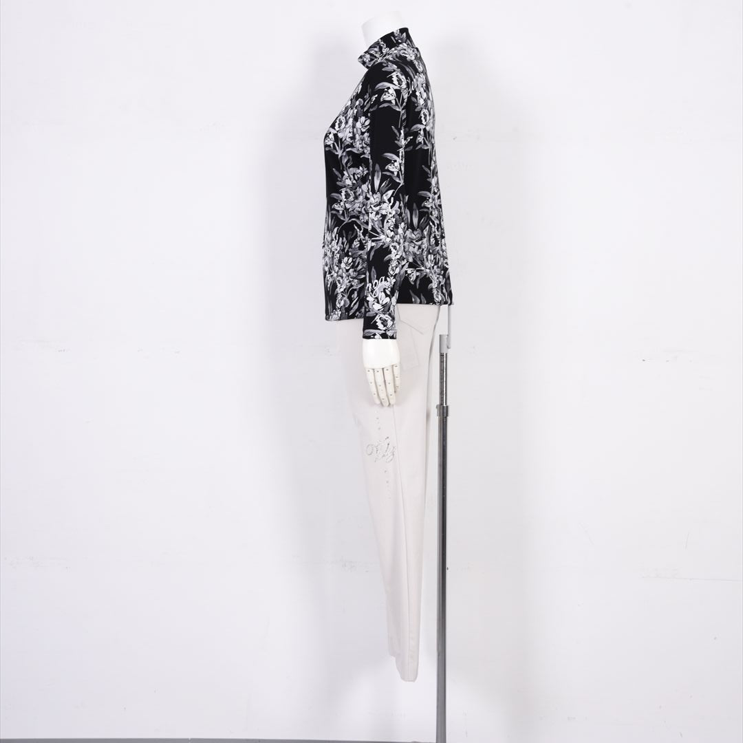 【Lサイズ】【インナー使いに活躍◎】フラワープリント　ハイネックカットソー　VALENZA　5552611