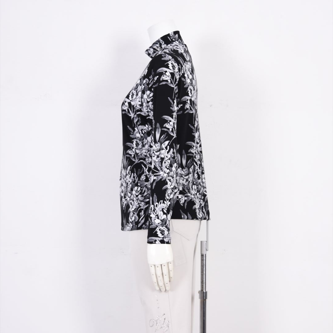 【インナー使いに活躍◎】フラワープリント　ハイネックカットソー　VALENZA　5152611