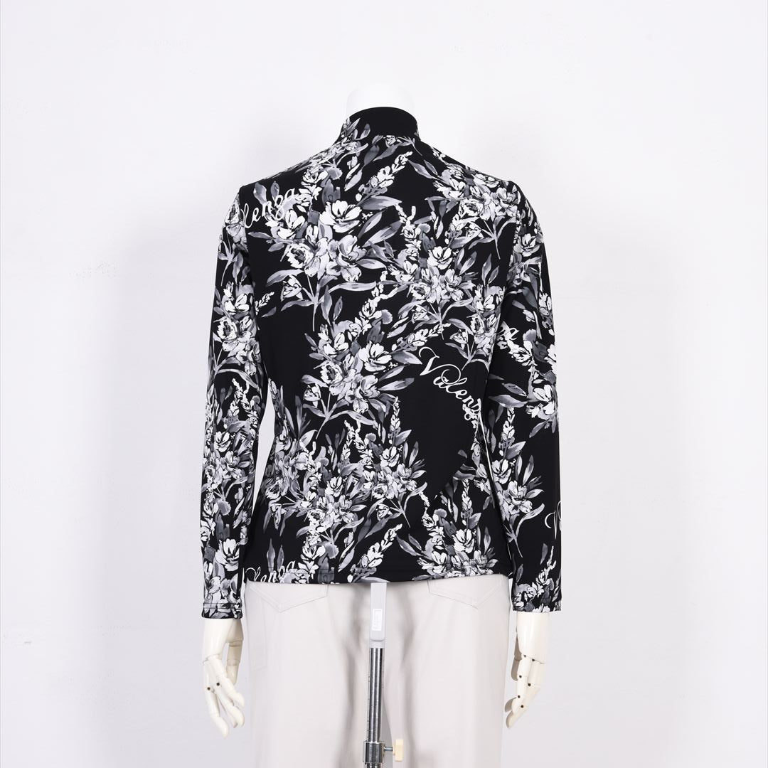 【Lサイズ】【インナー使いに活躍◎】フラワープリント　ハイネックカットソー　VALENZA　5552611