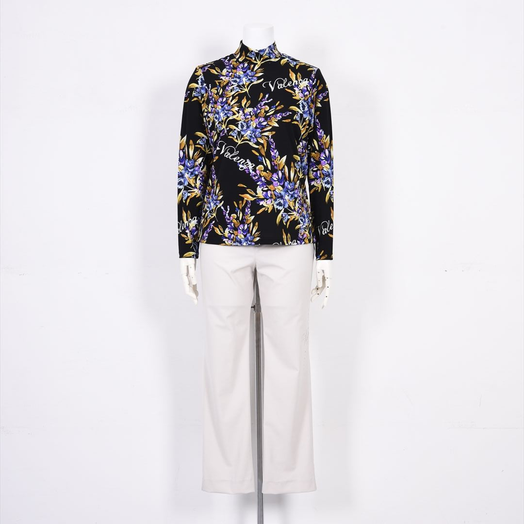 【Lサイズ】【インナー使いに活躍◎】フラワープリント　ハイネックカットソー　VALENZA　5552611