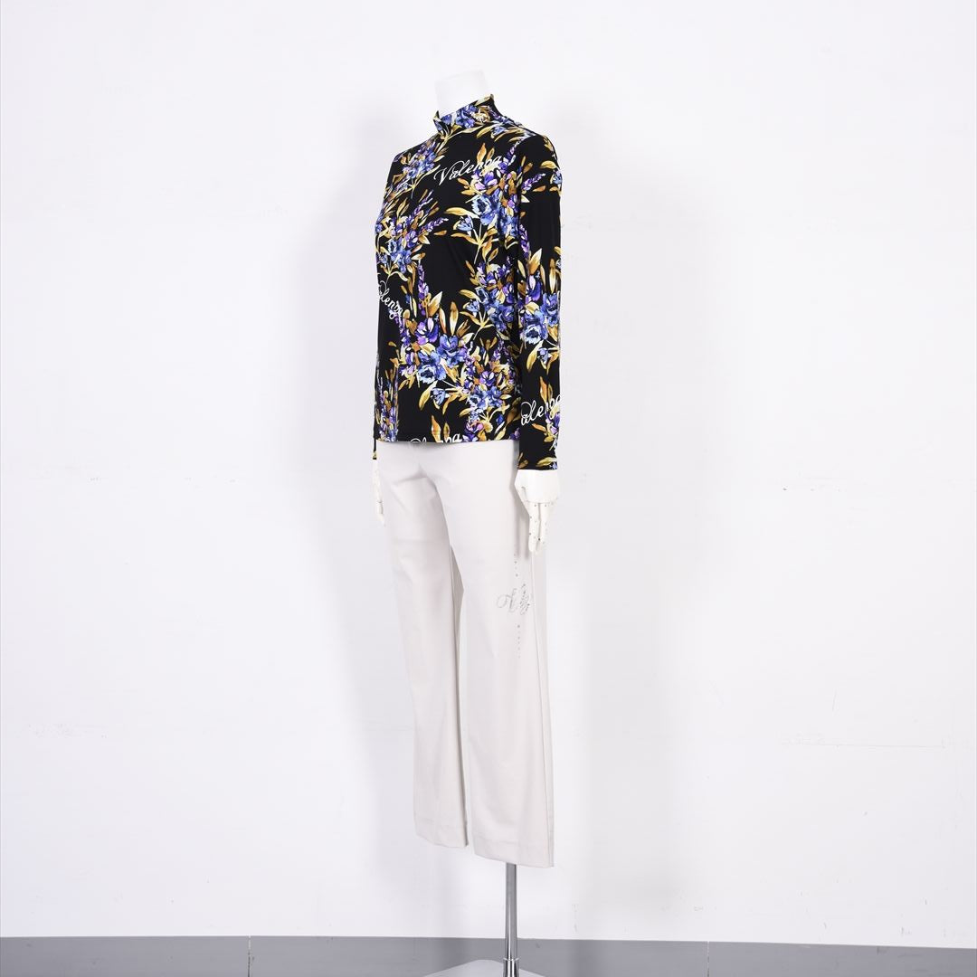 【インナー使いに活躍◎】フラワープリント　ハイネックカットソー　VALENZA　5152611