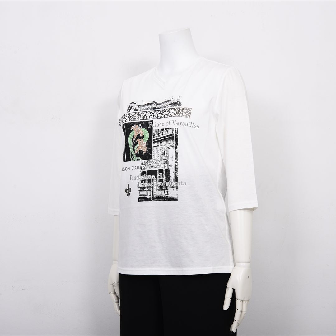 【Lサイズ】パリの街角プリント　カットソー　VALENZA　5552603