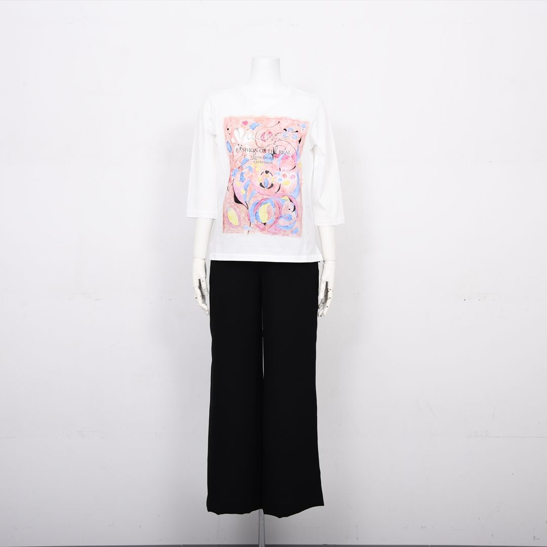 【Lサイズ】【デザイナー手描き】アーティスティックプリント　カットソー　VALENZA　5552526