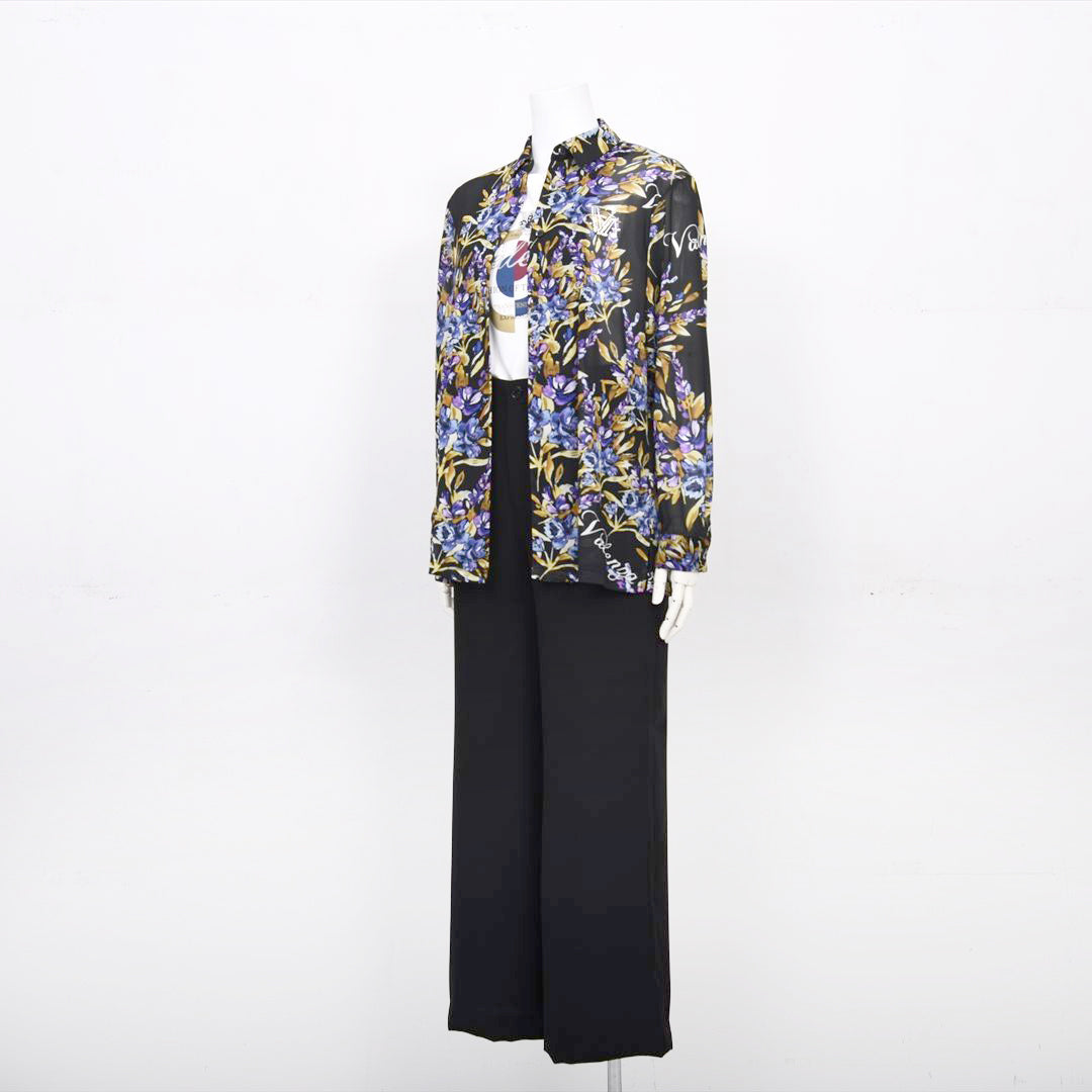 【Lサイズ】【オリジナルプリント】フラワープリント　ブラウス　VALENZA　5551605