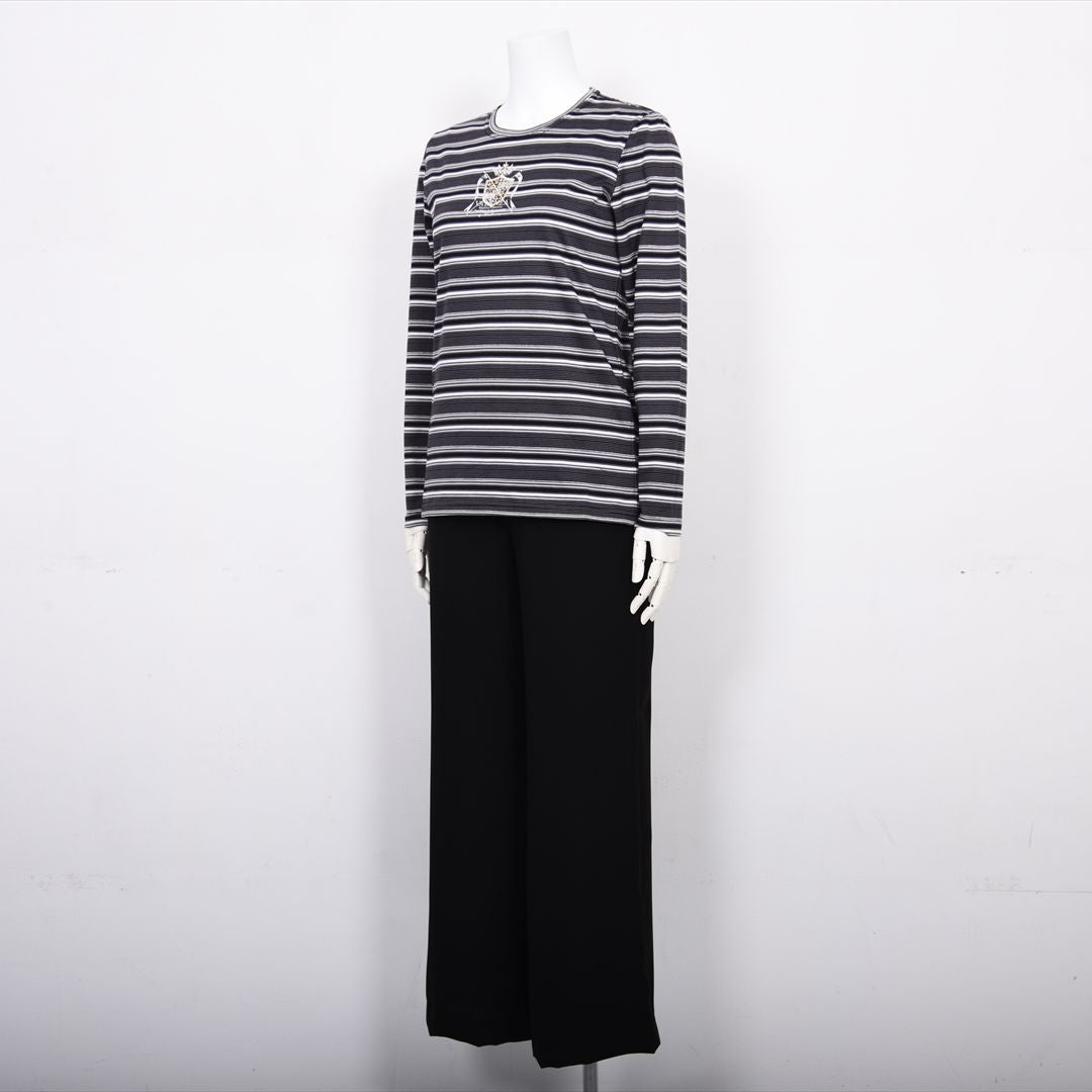 ラメ入りマルチボーダー　エンブレム刺繍カットソー　VALENZA　5152601