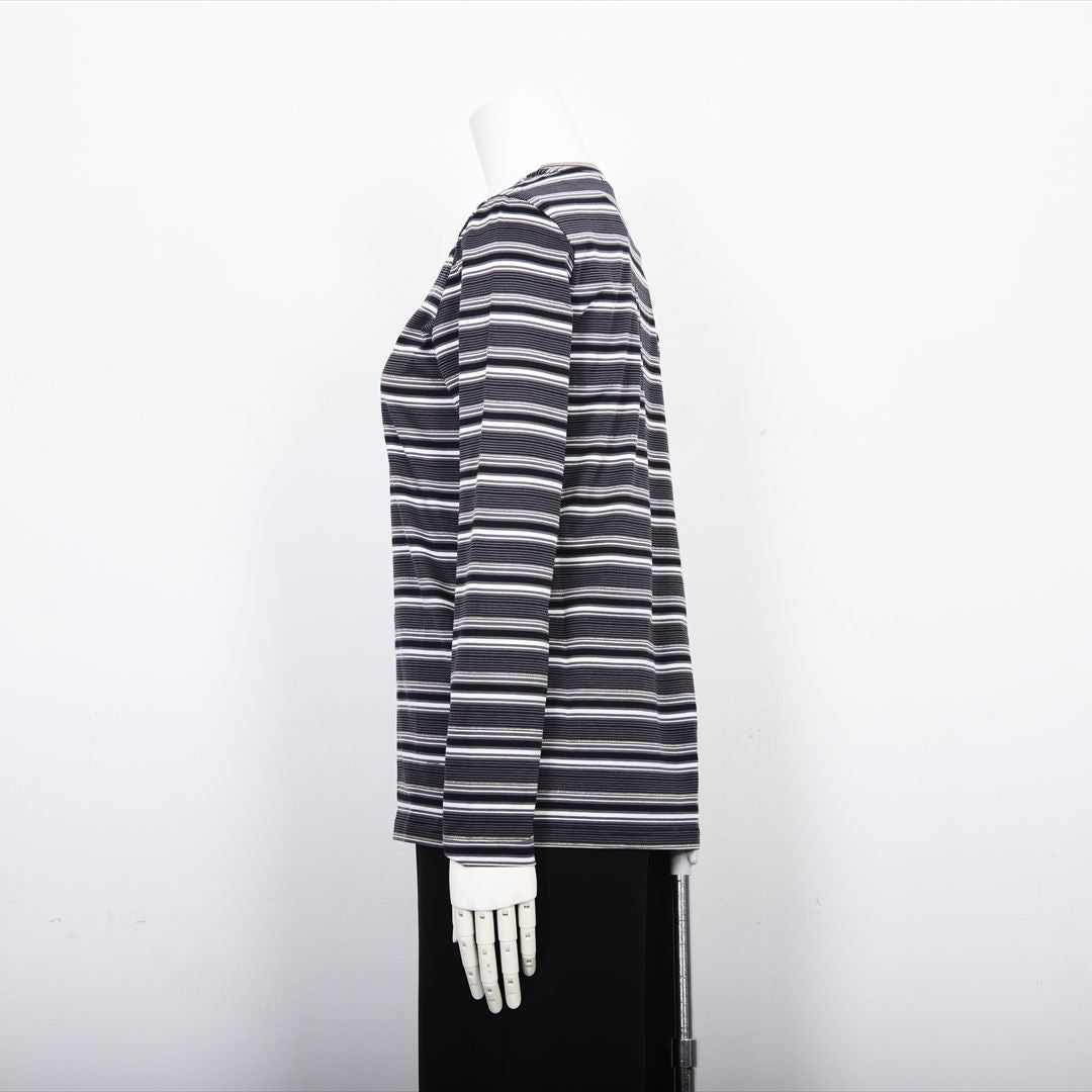 【Lサイズ】ラメ入りマルチボーダー　エンブレム刺繍カットソー　VALENZA　5552601