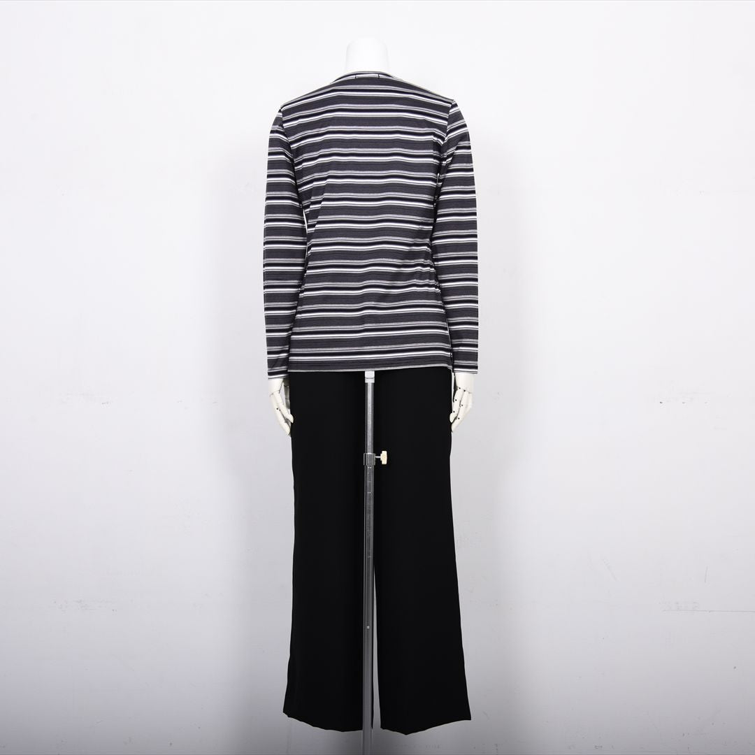 【Lサイズ】ラメ入りマルチボーダー　エンブレム刺繍カットソー　VALENZA　5552601