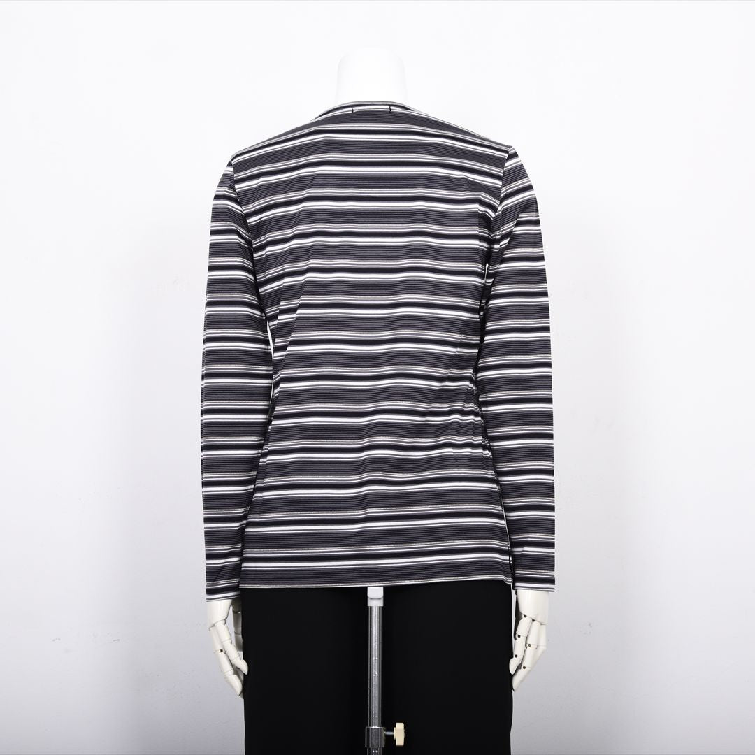 【Lサイズ】ラメ入りマルチボーダー　エンブレム刺繍カットソー　VALENZA　5552601