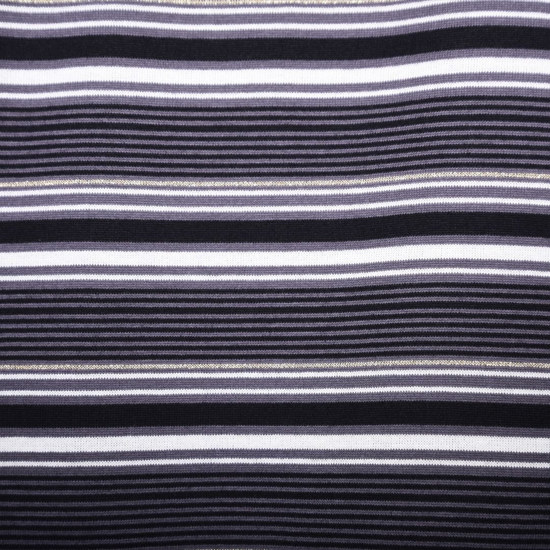 【Lサイズ】ラメ入りマルチボーダー　エンブレム刺繍カットソー　VALENZA　5552601