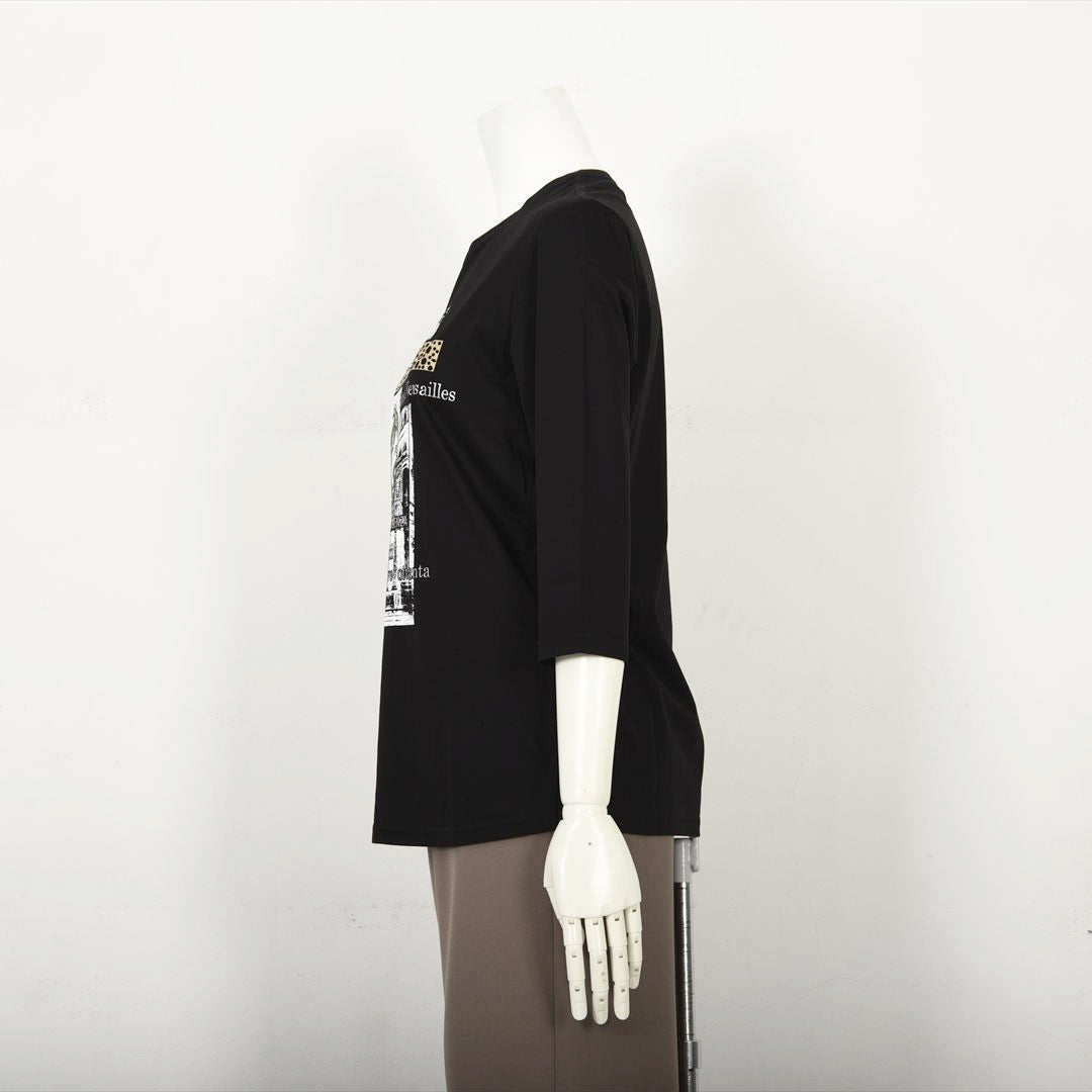 【Lサイズ】パリの街角プリント　カットソー　VALENZA　5552603