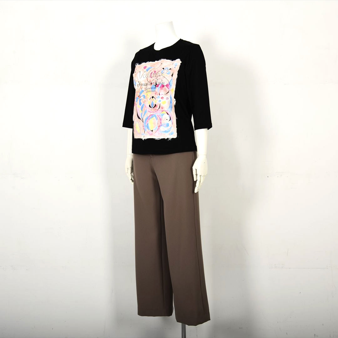 【Lサイズ】【デザイナー手描き】アーティスティックプリント　カットソー　VALENZA　5552526