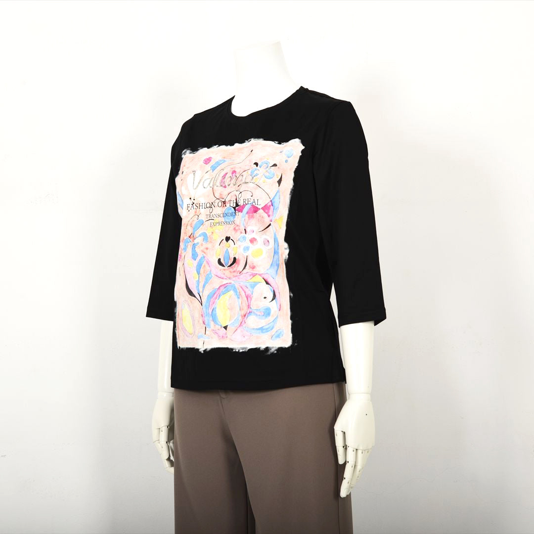 【Lサイズ】【デザイナー手描き】アーティスティックプリント　カットソー　VALENZA　5552526