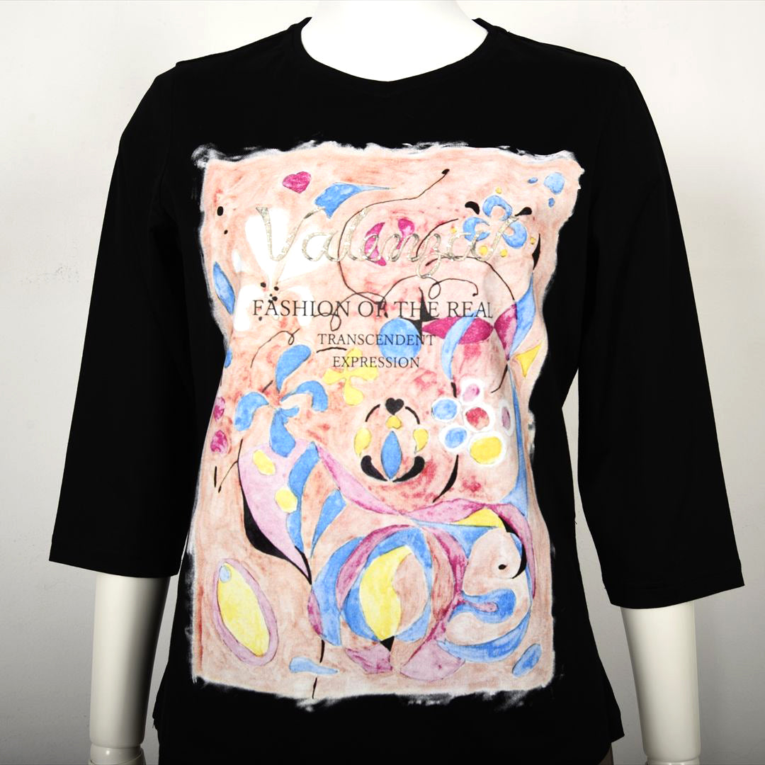 【Lサイズ】【デザイナー手描き】アーティスティックプリント　カットソー　VALENZA　5552526