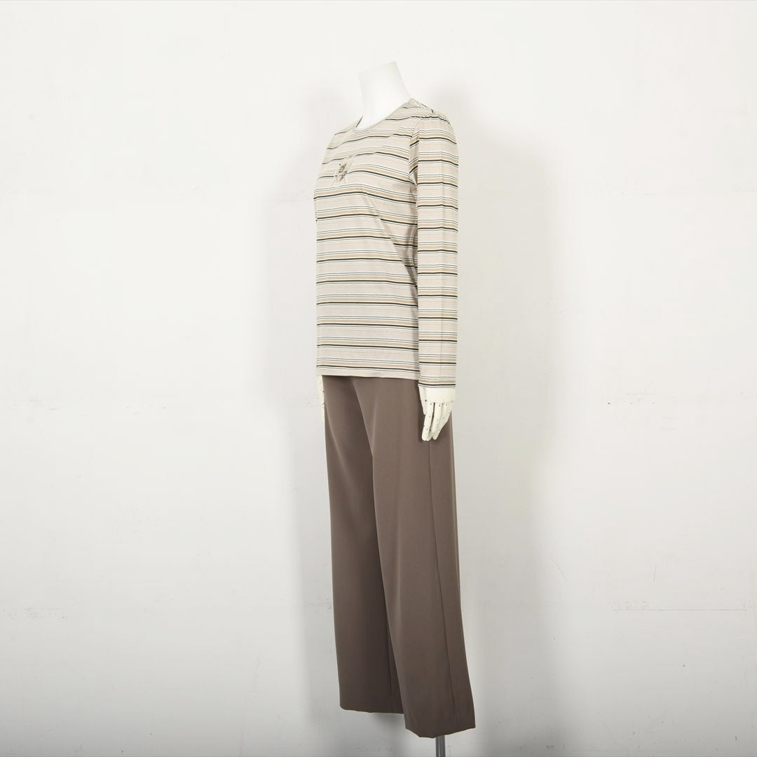 ラメ入りマルチボーダー　エンブレム刺繍カットソー　VALENZA　5152601