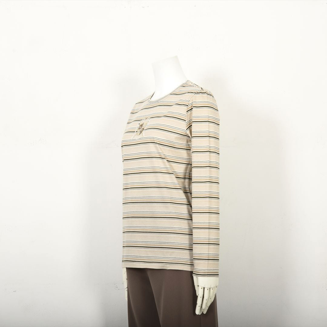 ラメ入りマルチボーダー　エンブレム刺繍カットソー　VALENZA　5152601