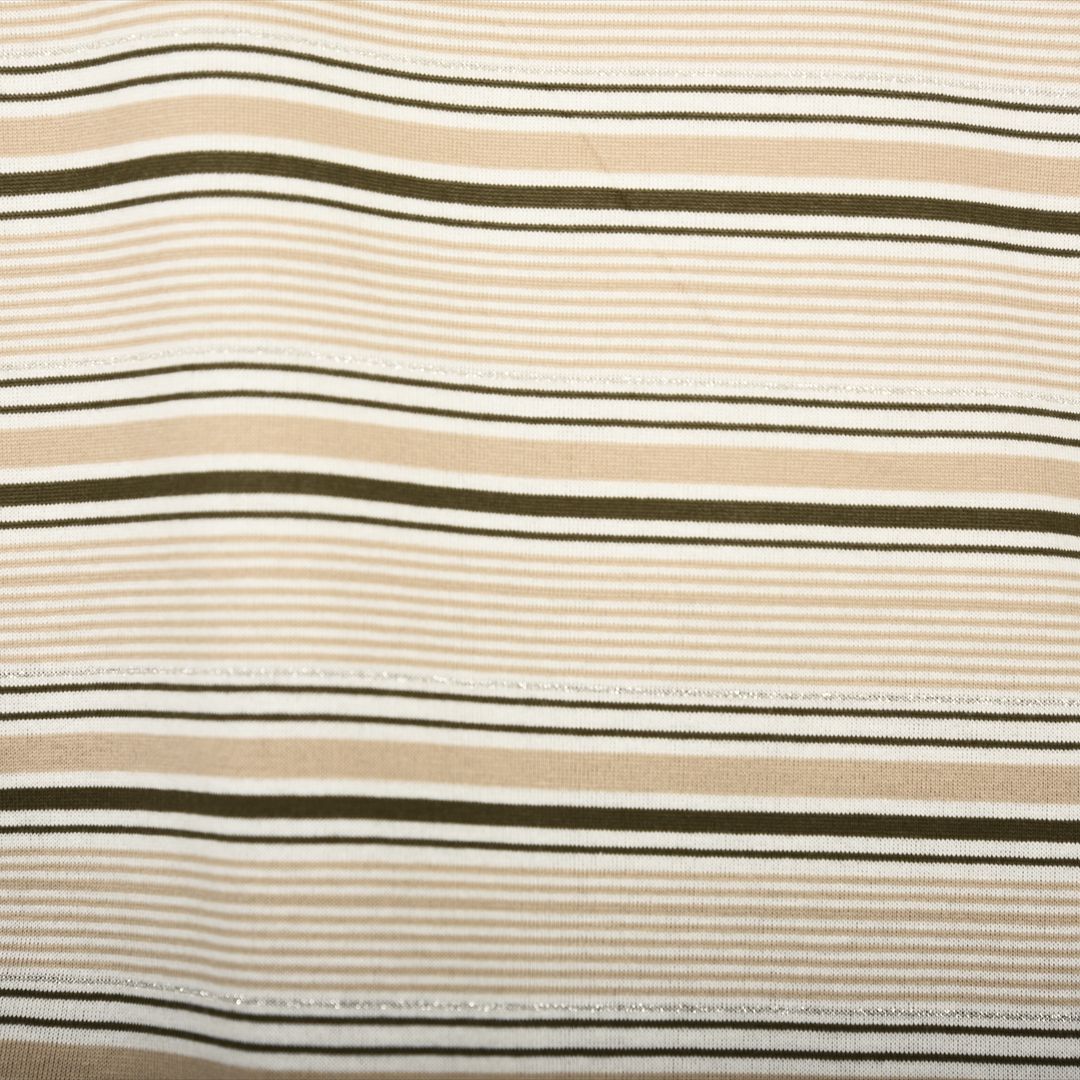 【Lサイズ】ラメ入りマルチボーダー　エンブレム刺繍カットソー　VALENZA　5552601