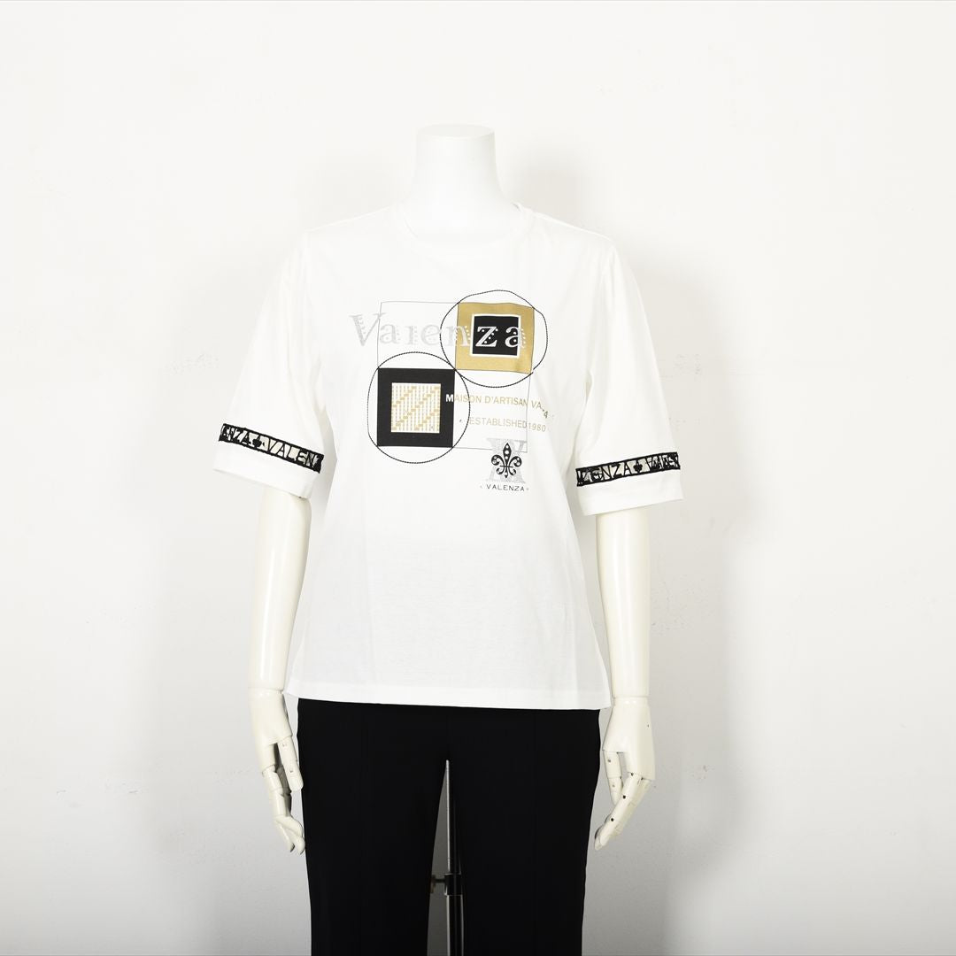 【Lサイズ】幾何学アートプリント　カットソー　VALENZA　5552528