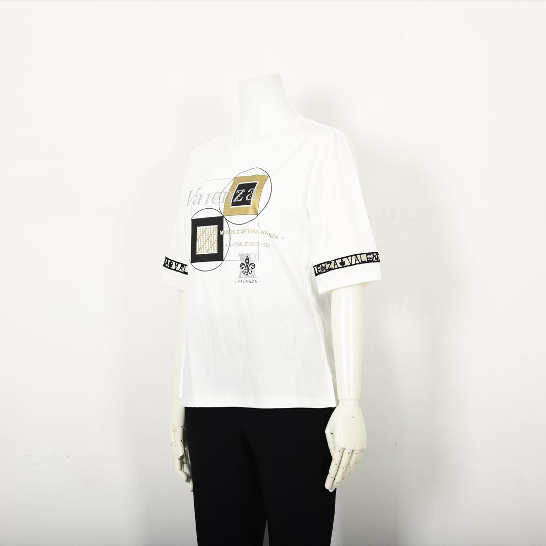 【Lサイズ】幾何学アートプリント　カットソー　VALENZA　5552528