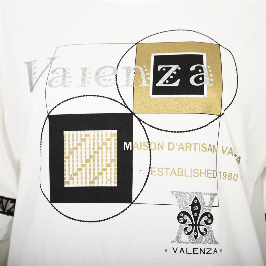 【Lサイズ】幾何学アートプリント　カットソー　VALENZA　5552528