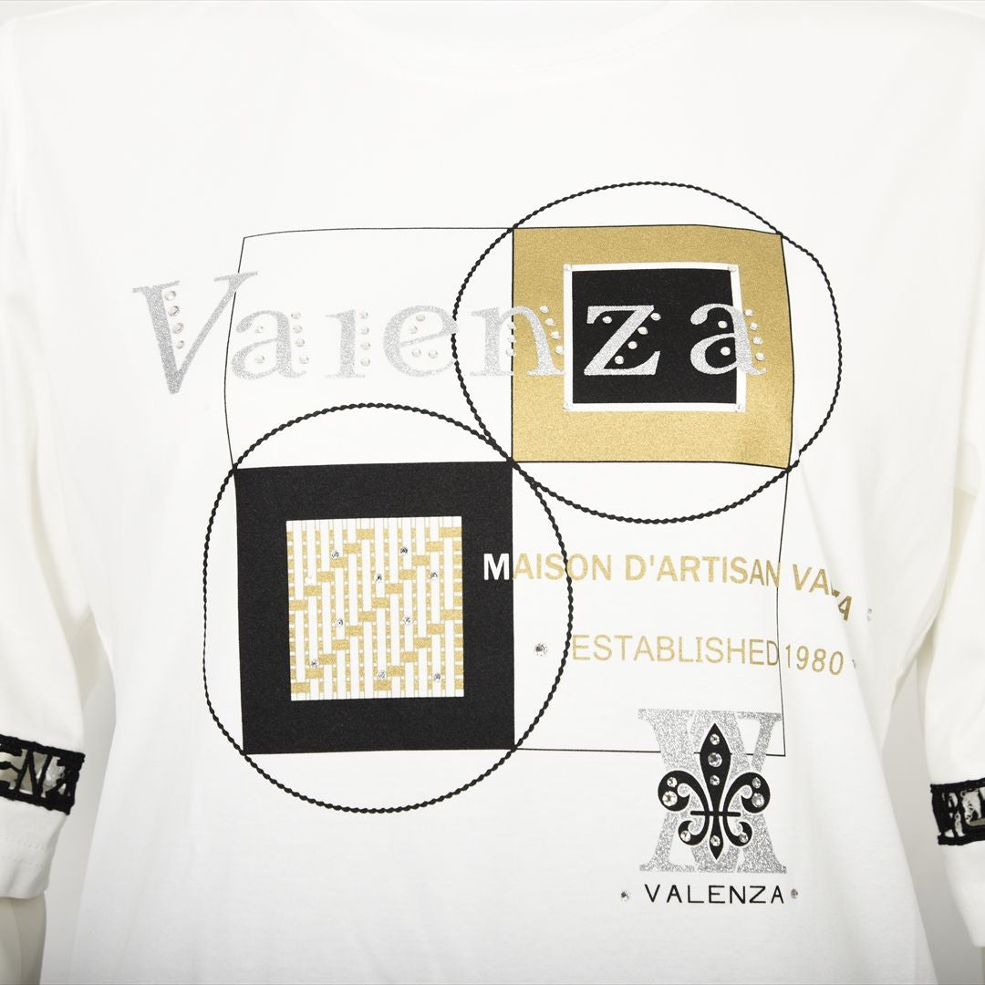 【Lサイズ】幾何学アートプリント　カットソー　VALENZA　5552528