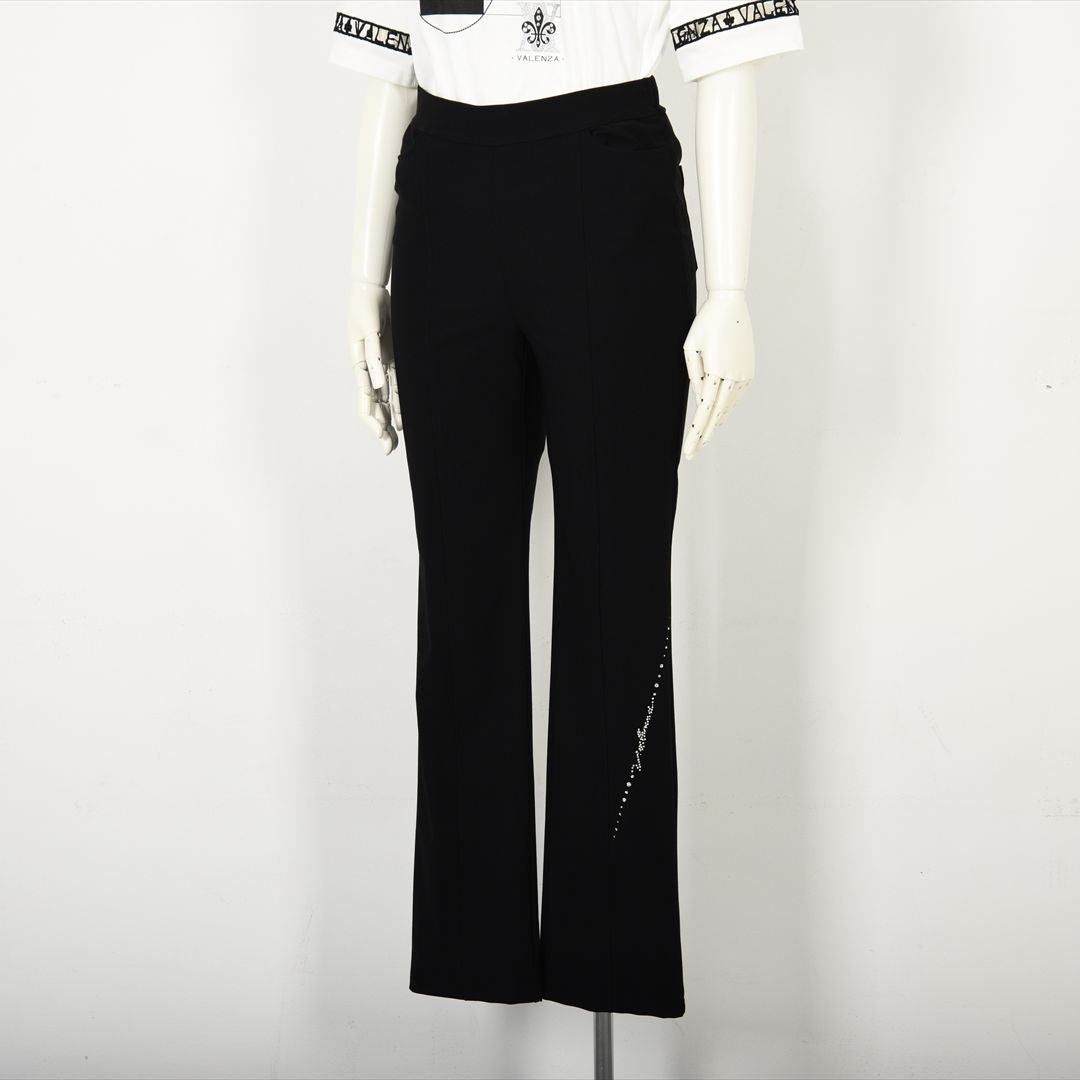 【Lサイズ】【ウエストゴム】ナローラインモチーフ　ストレートパンツ　VALENZA　5556528