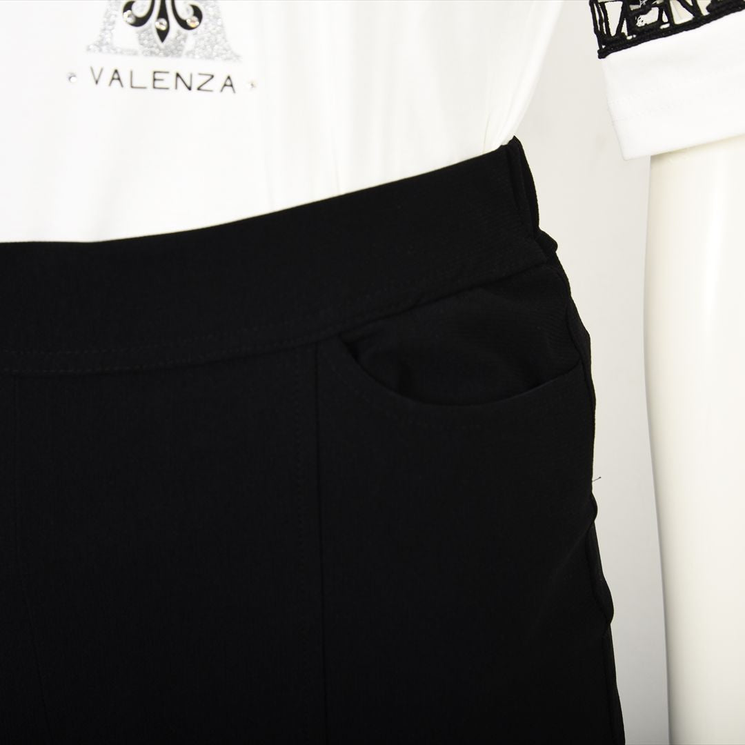 【Lサイズ】【ウエストゴム】ナローラインモチーフ　ストレートパンツ　VALENZA　5556528