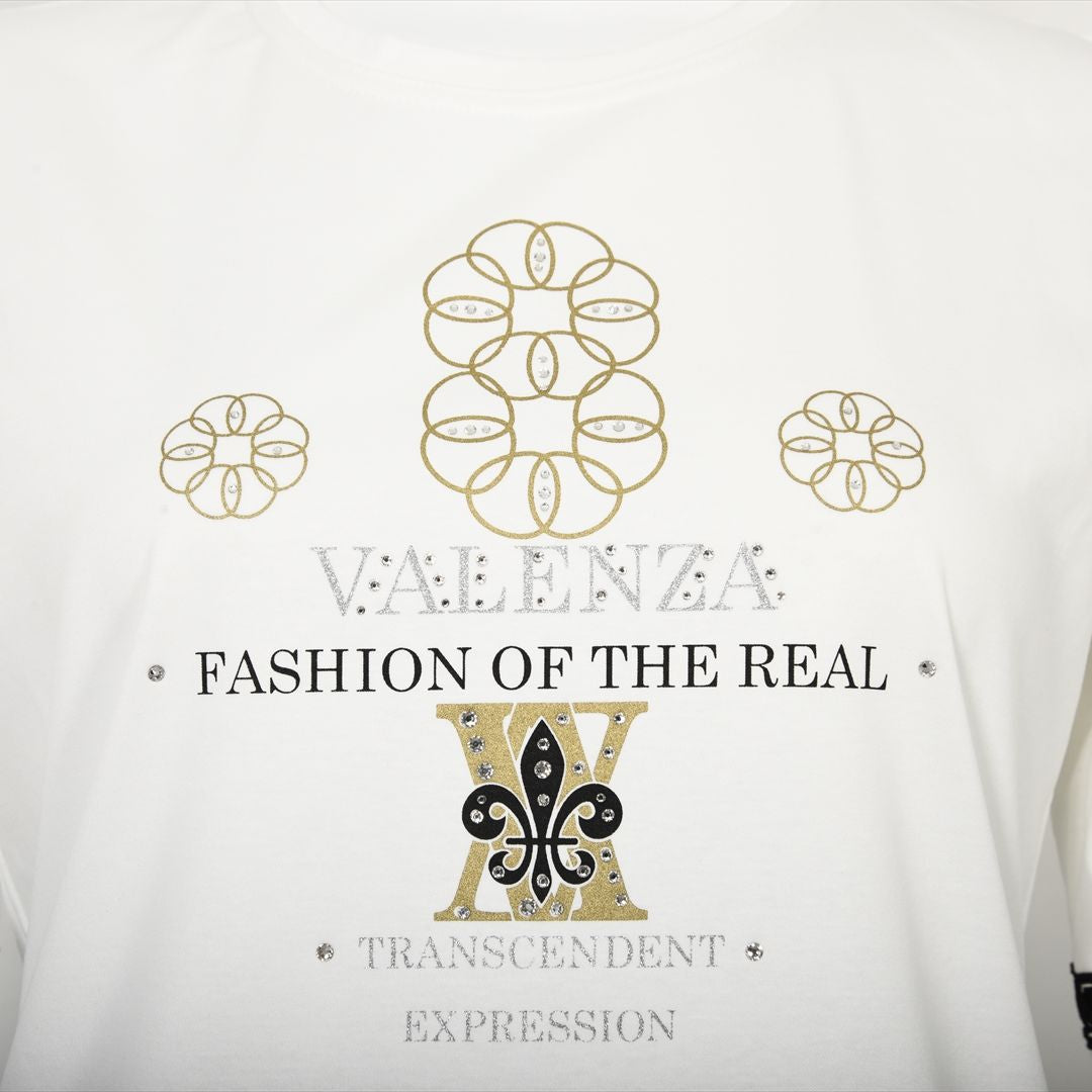 【Lサイズ】【はしごレース】花文様プリント　カットソー　VALENZA　5552529