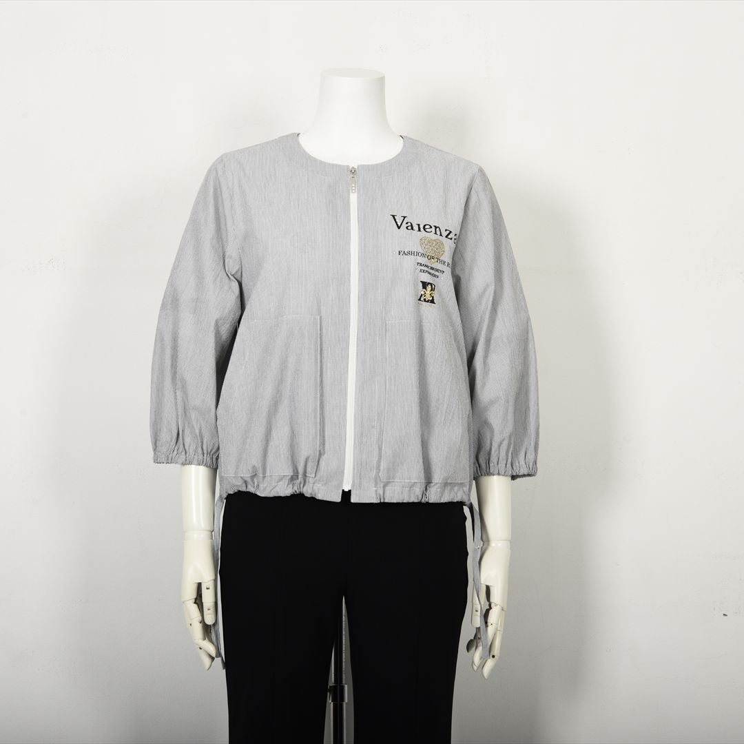 【七分袖】ヘアラインストライプ　ブルゾンジャケット　VALENZA　5157530