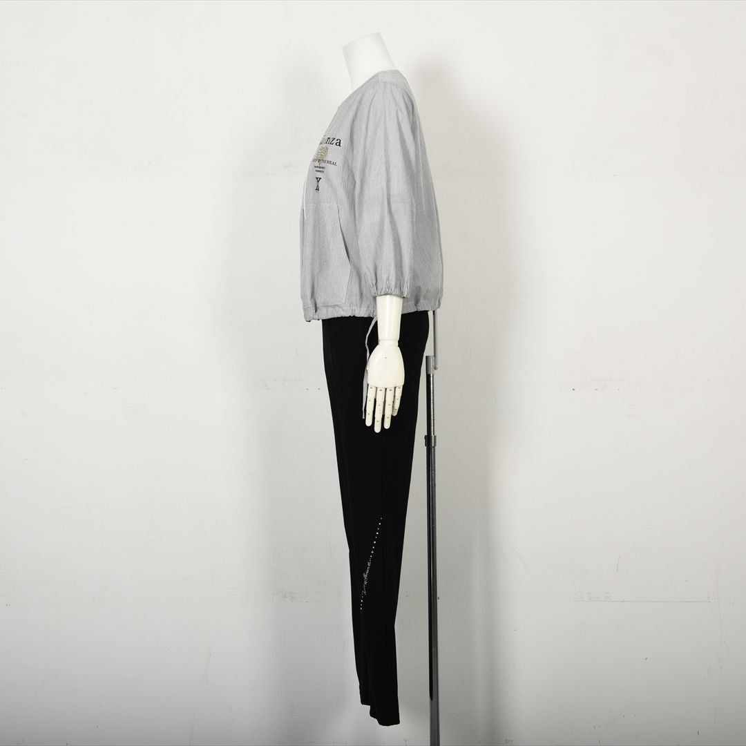 【七分袖】ヘアラインストライプ　ブルゾンジャケット　VALENZA　5157530