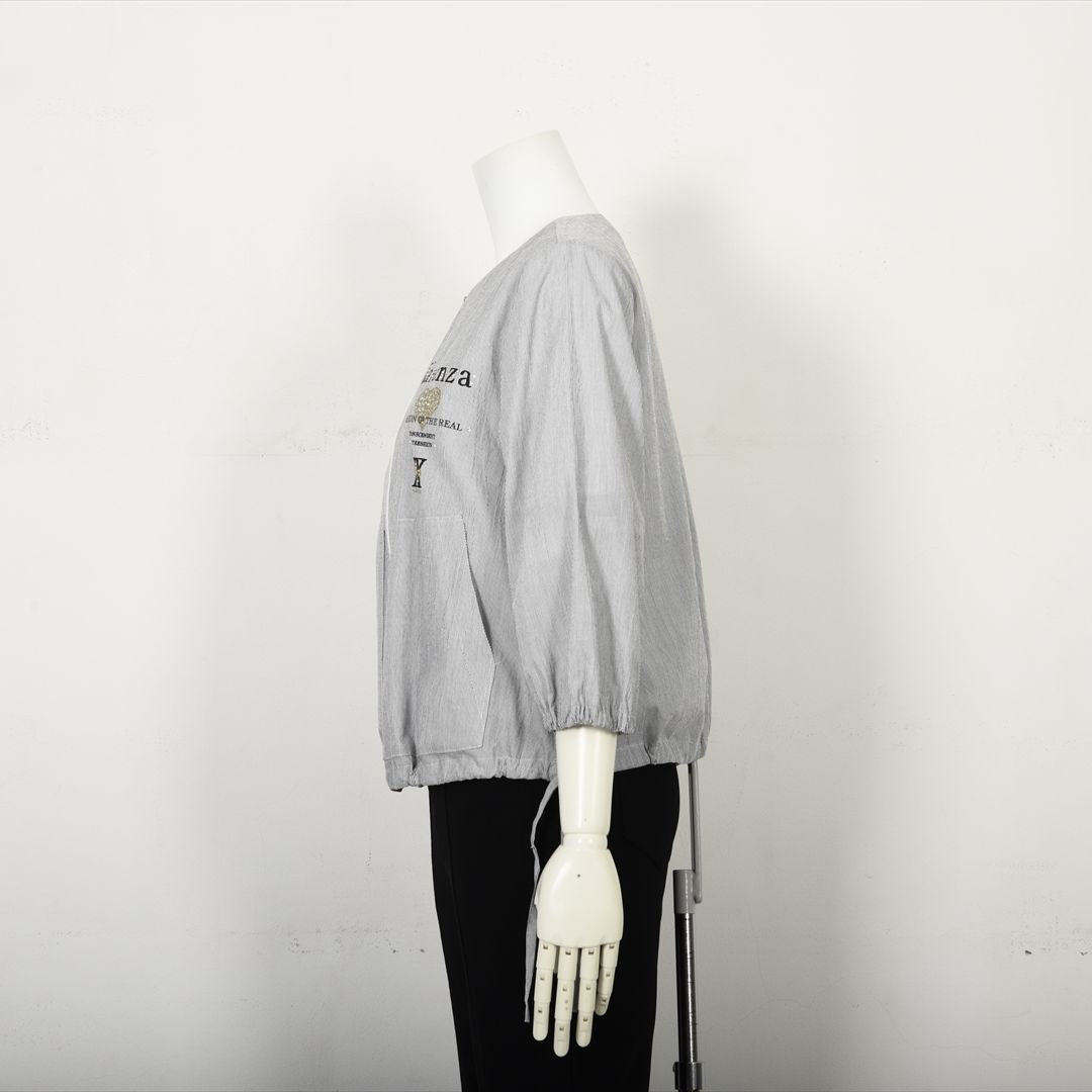 【七分袖】ヘアラインストライプ　ブルゾンジャケット　VALENZA　5157530