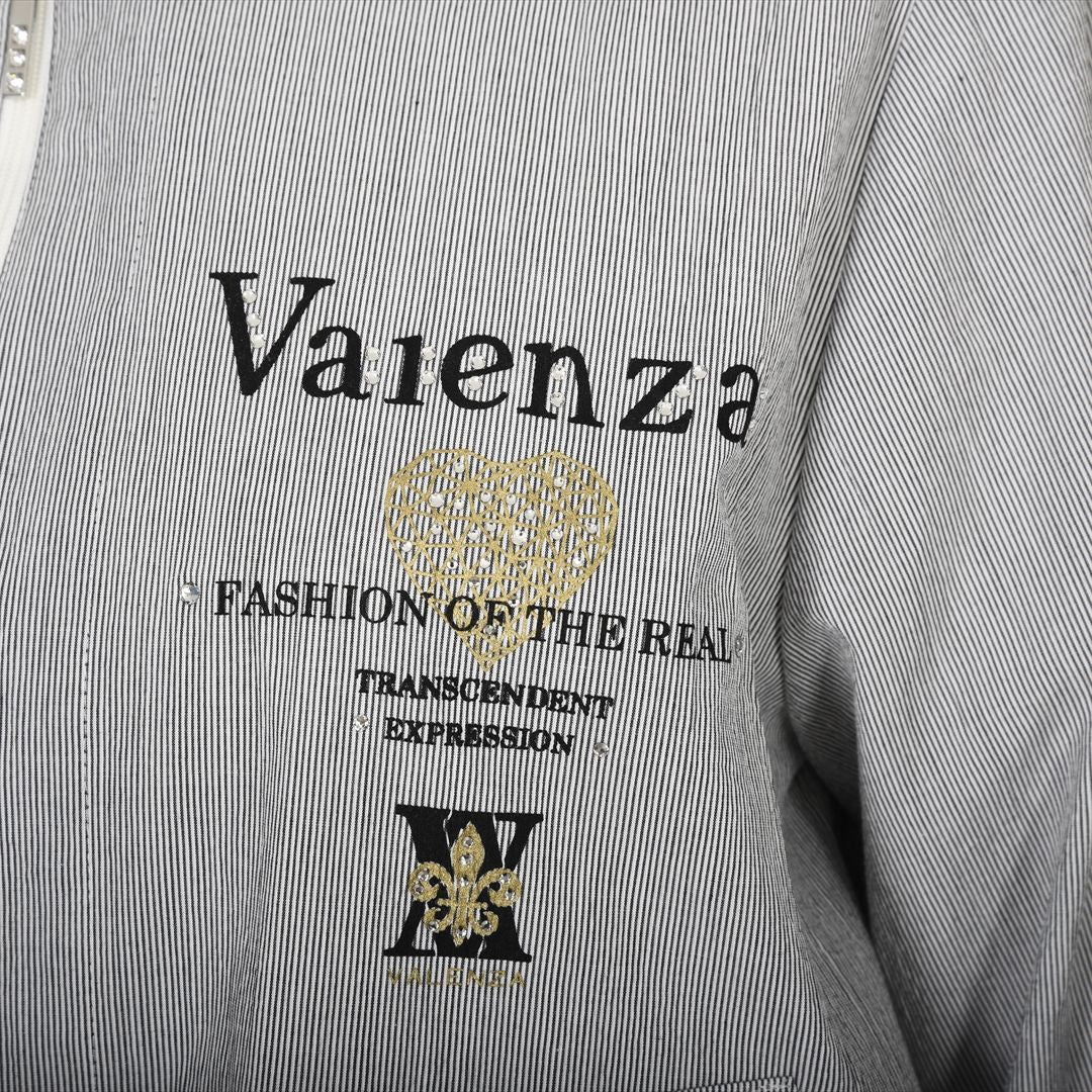 【七分袖】ヘアラインストライプ　ブルゾンジャケット　VALENZA　5157530