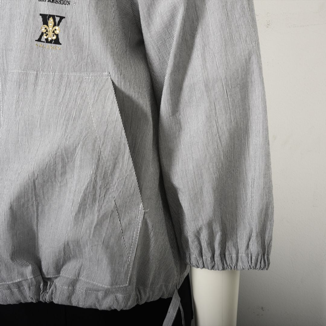 【七分袖】ヘアラインストライプ　ブルゾンジャケット　VALENZA　5157530