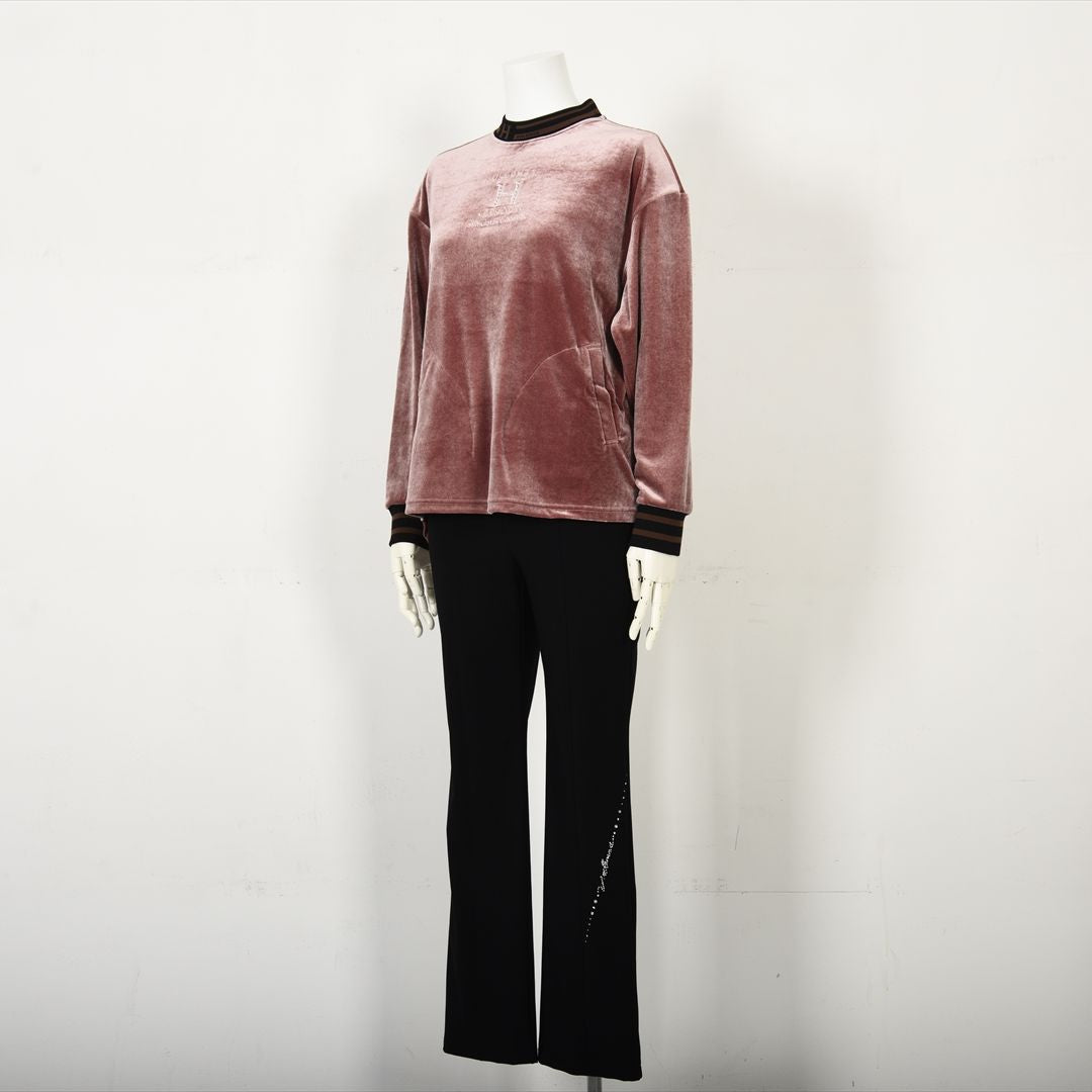 【上品な光沢】フロントモチーフ ストレッチベロアカットソー　VALENZA home　5352304