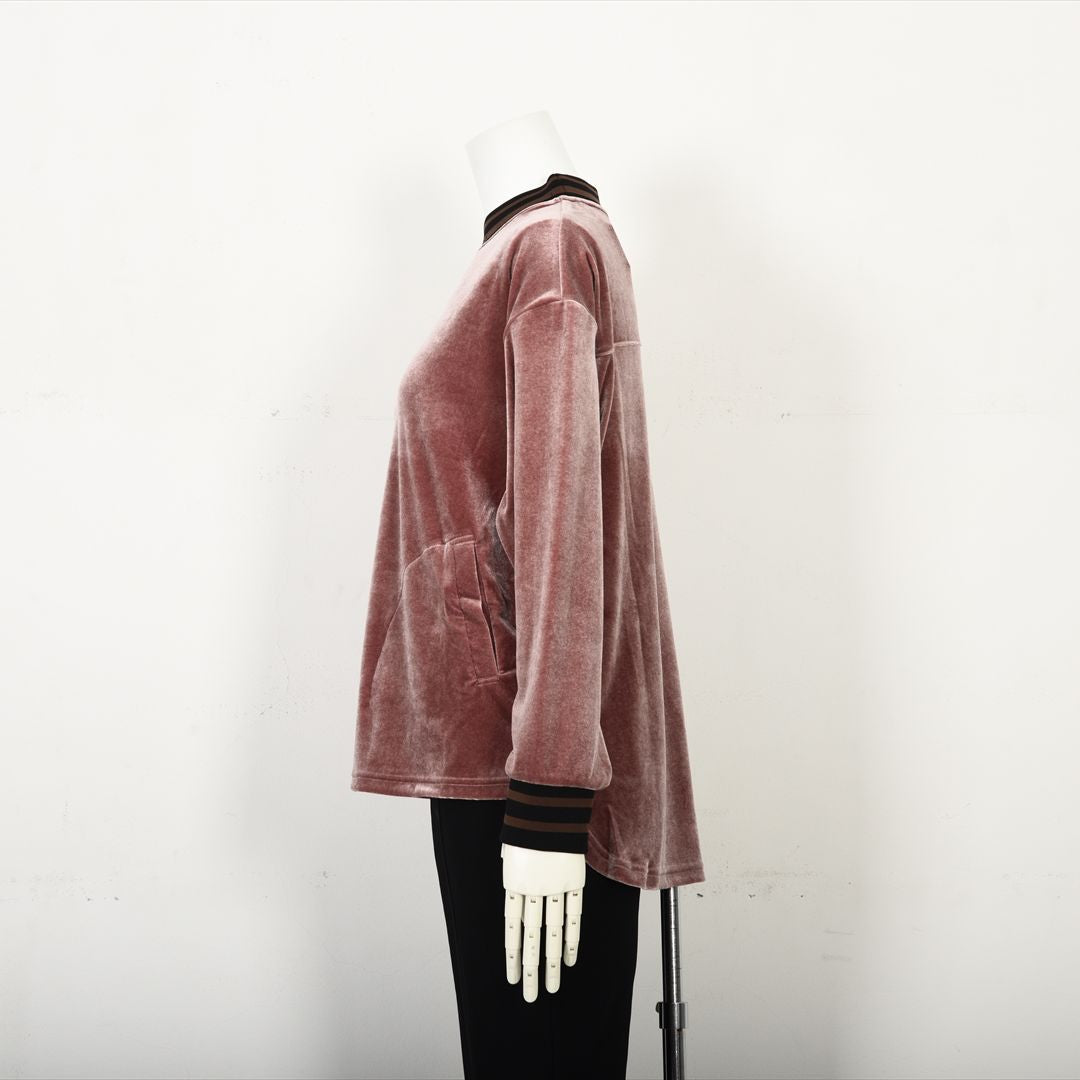 【上品な光沢】フロントモチーフ ストレッチベロアカットソー　VALENZA home　5352304