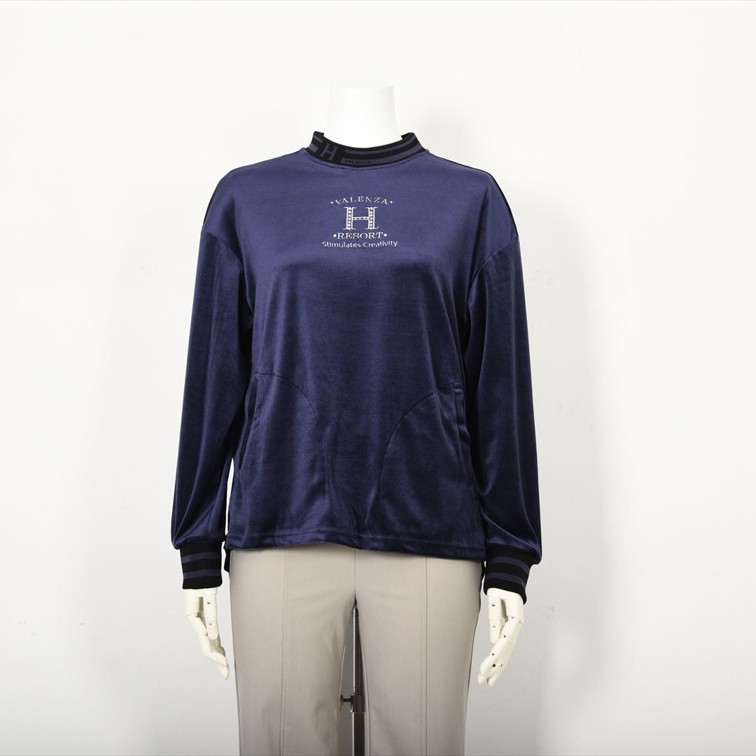 【上品な光沢】フロントモチーフ ストレッチベロアカットソー　VALENZA home　5352304