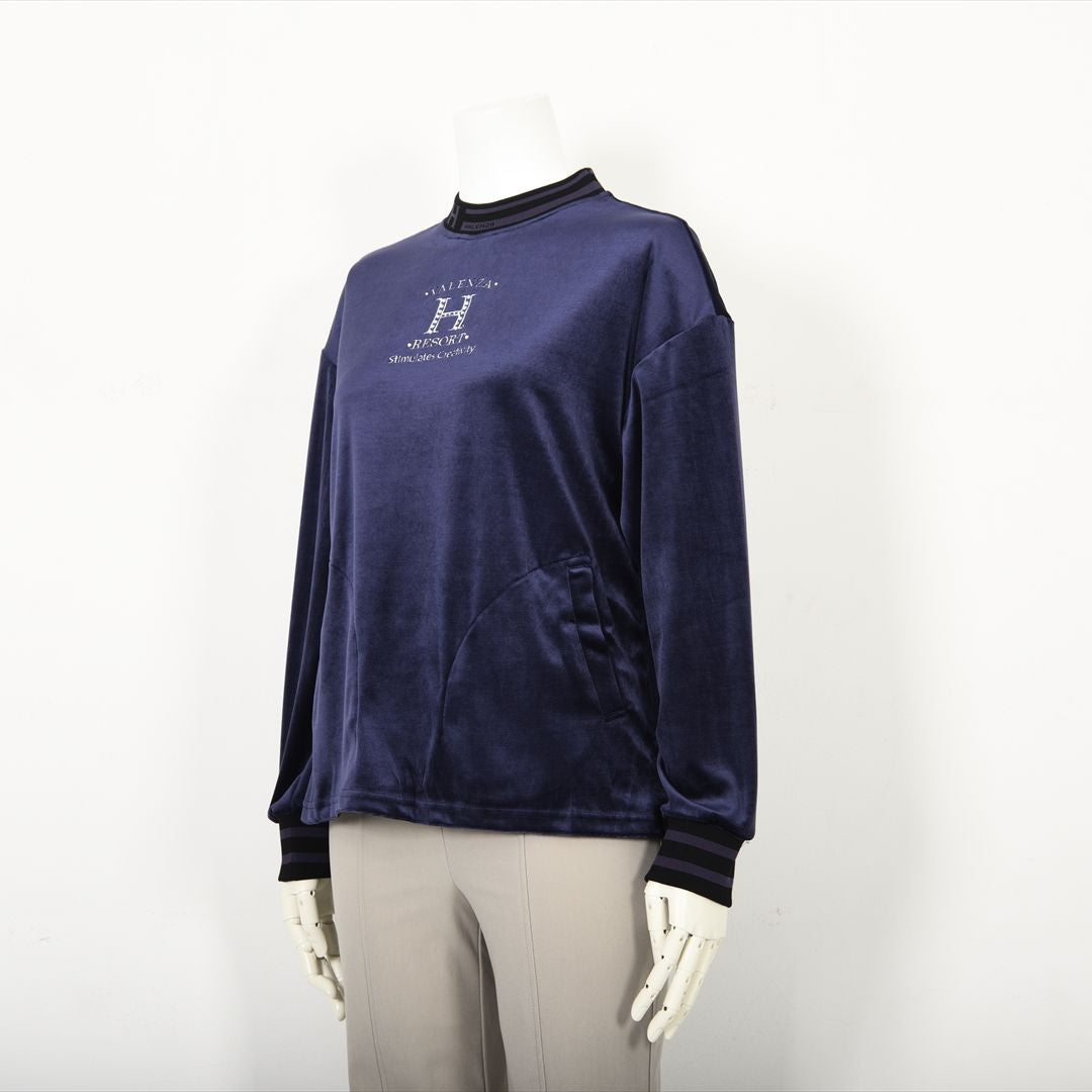 【上品な光沢】フロントモチーフ ストレッチベロアカットソー　VALENZA home　5352304