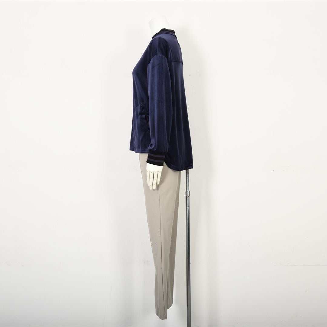 【上品な光沢】フロントモチーフ ストレッチベロアカットソー　VALENZA home　5352304