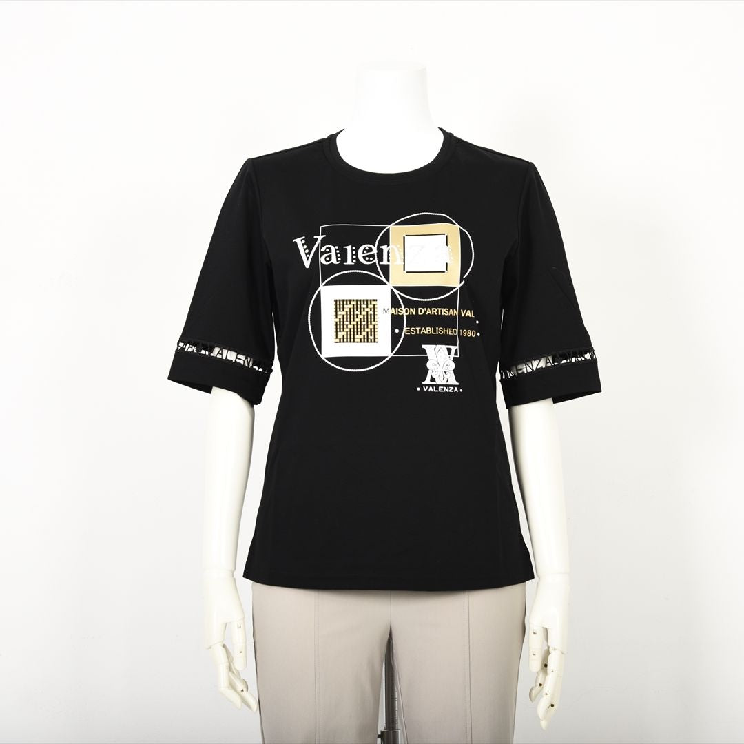 【Lサイズ】幾何学アートプリント　カットソー　VALENZA　5552528