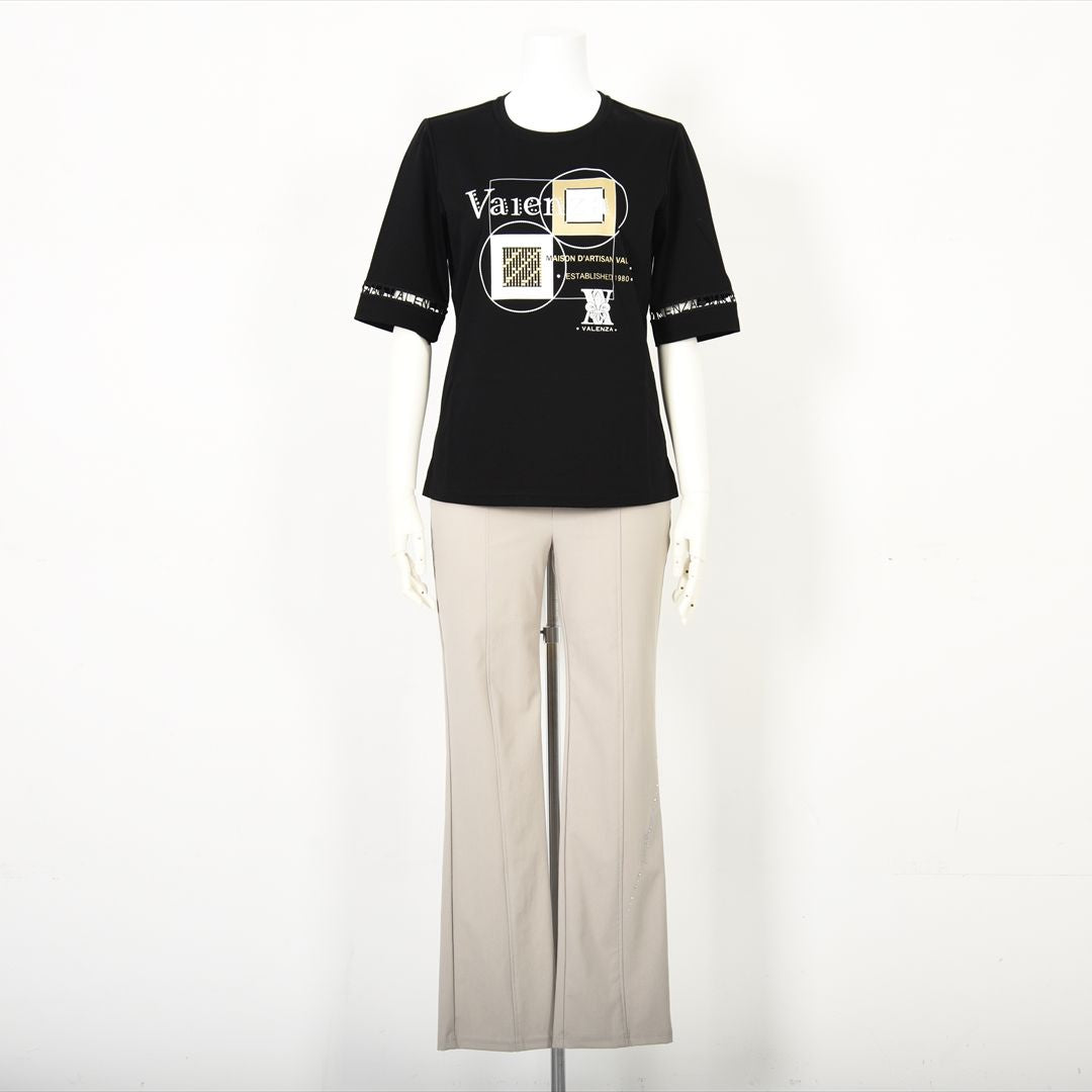 【Lサイズ】幾何学アートプリント　カットソー　VALENZA　5552528