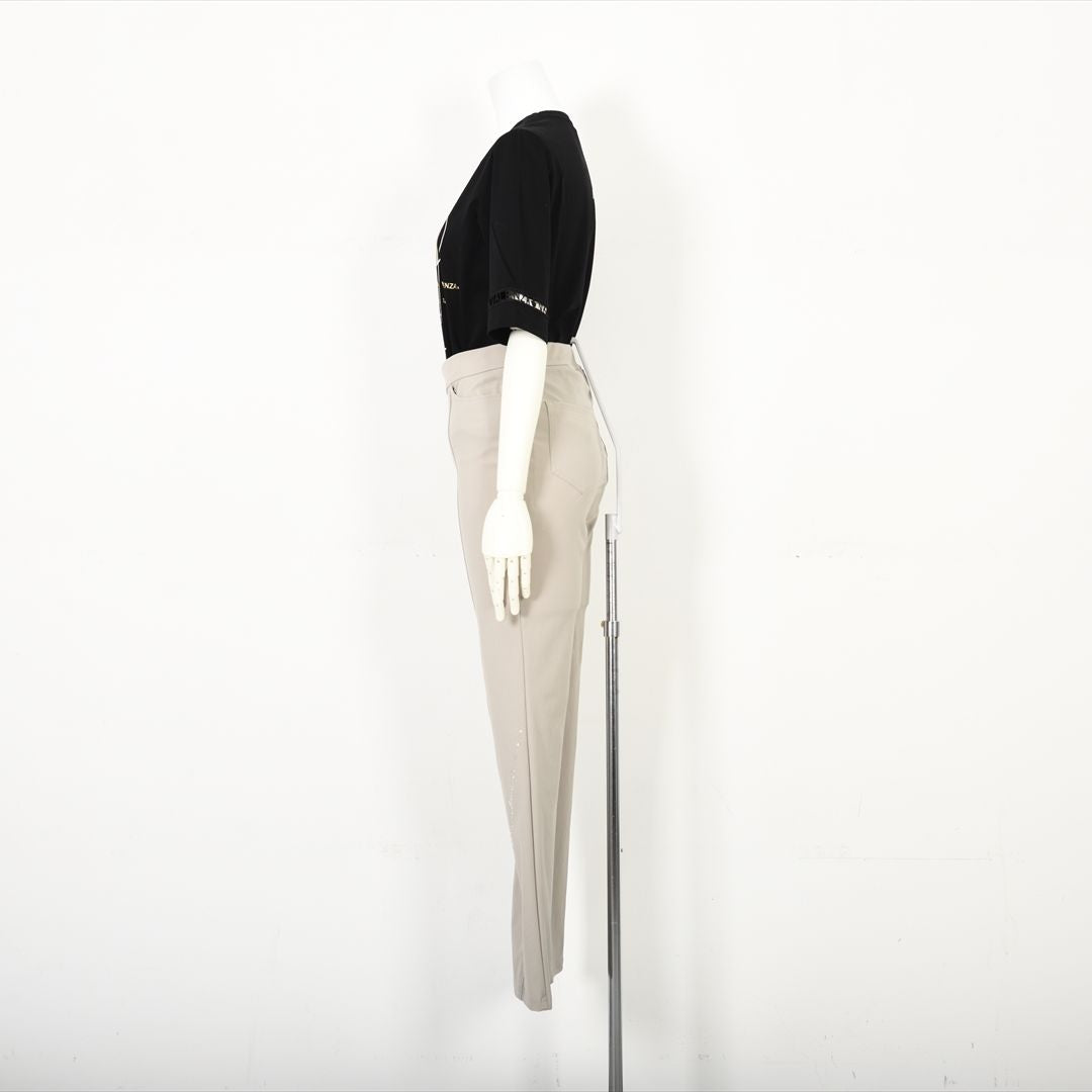 【Lサイズ】【ウエストゴム】ナローラインモチーフ　ストレートパンツ　VALENZA　5556528